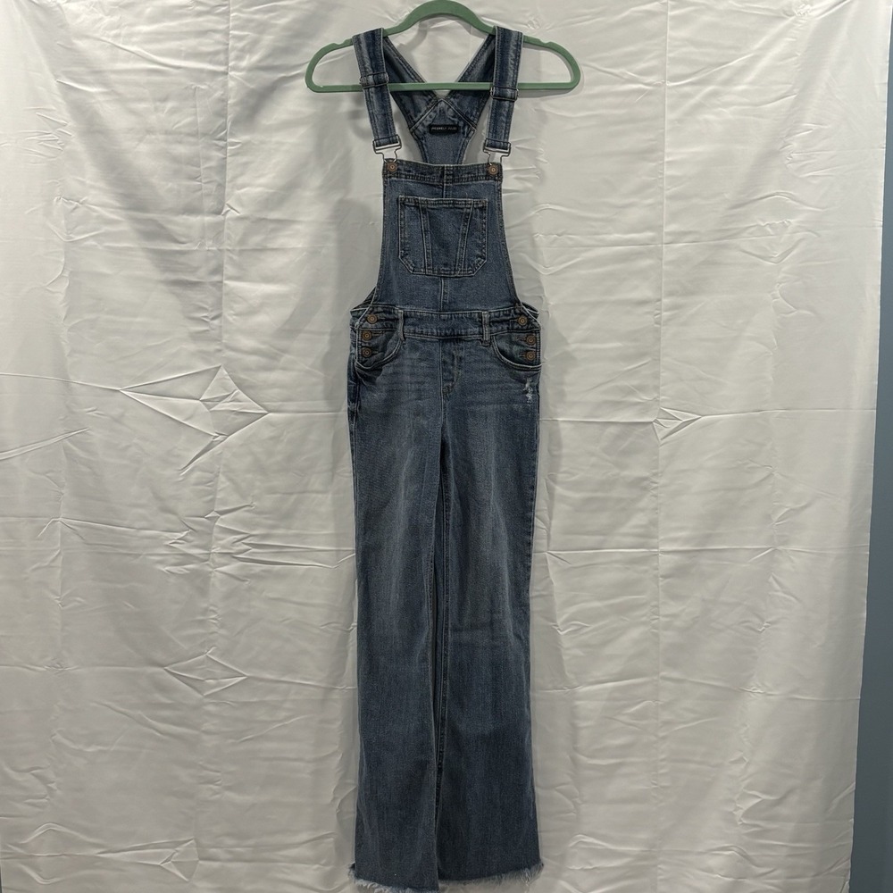 Sincerely Jules Womens Distressed Denim Frayed Hem Overalls Blue Size 0 24